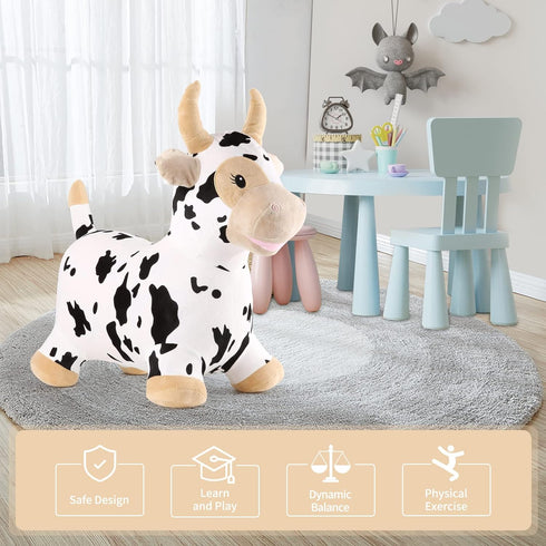 INPANY Bouncy Cow Farm Animal Hopper Toys, Inflatable Jumping Bull for 2-4 Year Olds, Indoor Outdoor Gifts