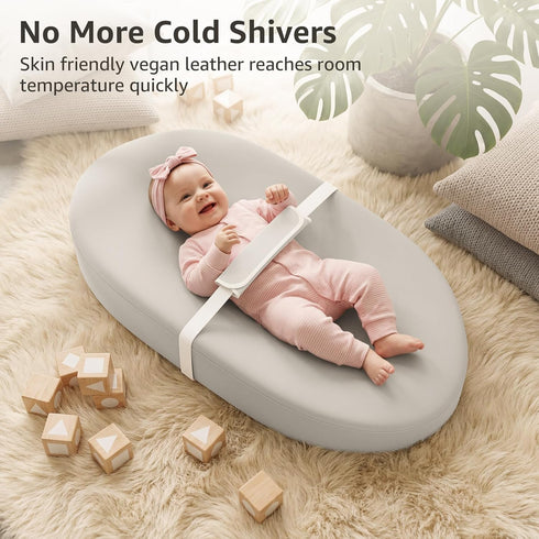 YENING Waterproof Leather Changing Pad - Washable Baby Diaper Mat - Grey