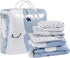 Set, 3 Set, La Premura Sleeping Moon Baby Nursery Crib Bedding Piece Standard Size Crib Bedding Blue and Grey