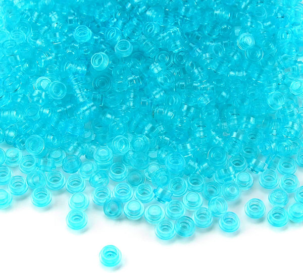 Feleph 1000PCS Transparent Light Blue Round Plates 1X1 Building Blocks Parts, Compatible with Major Brand