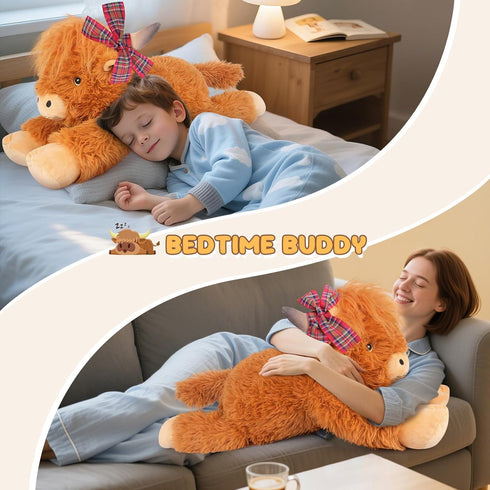 30", SuzziPals Giant Highland Cow Stuffed Animal Big Soft Giant Stuffed Animals, Highland Cow Plush Toys for Relaxation