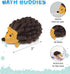 DolliBu Hedgehog Bath Buddy Squirter - Floating Brown Hedgehog Rubber Bath Toy, Fun Water Squirting Bathtime Play