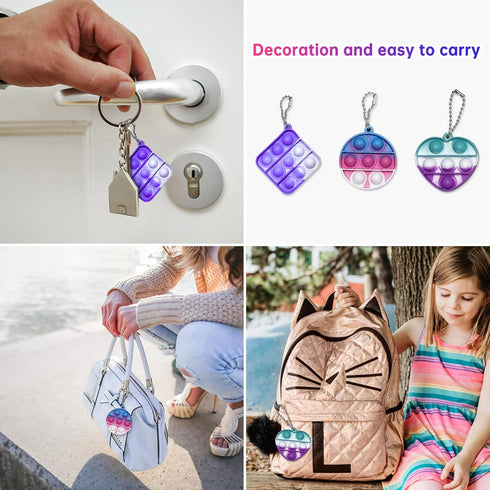 amicbng 108 3 Packs PCS Mini Pop Keychain Fidget Toys, Shape Pop Fidgets Party Favors Kids Sensory Stress Toys, Push