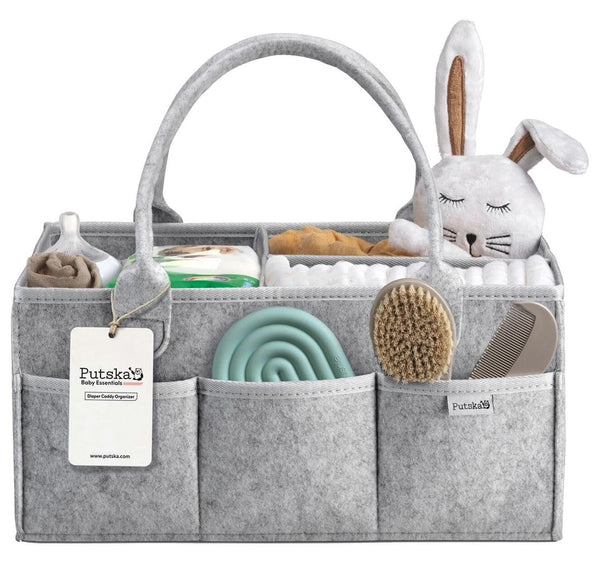 PUTSKA Baby Diaper Caddy Organizer - Nursery Storage Basket for Diaper Station,