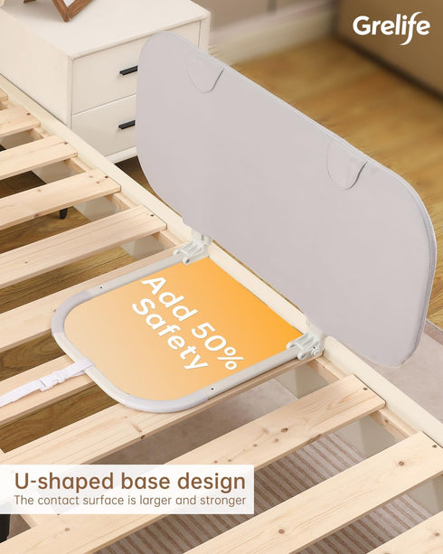 33" Grelife Portable Travel Bed Rail for Toddlers (Compact), Fast Install, Adjustable Height, Tall Toddler Bed Rails