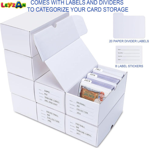 8-Pack Trading-Card Storage Box • 400 Count Corrugated Cardboard with Dividers & Labels for TCG/Magic/Mtg Collection,