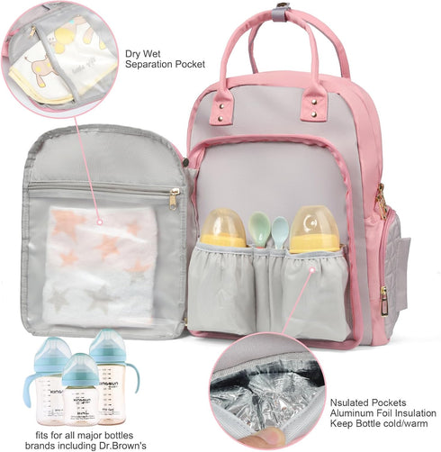 Backpack Mommy backpacks, Diaper Bag - bag for hospital, Travel Large Capacity, Multifunctional - Baby Essentials(Pink)