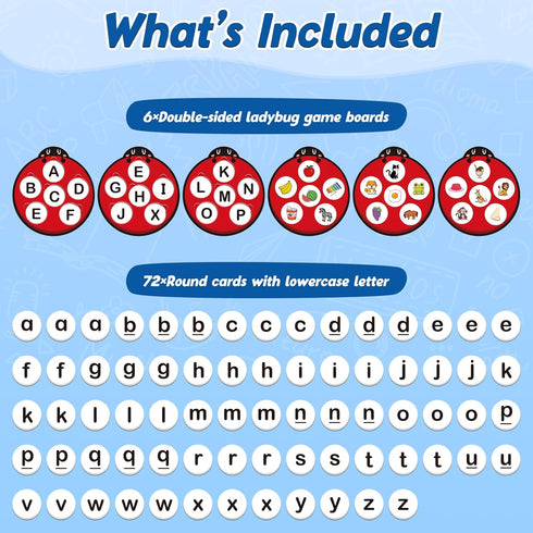 Alphabet Bingo Games for Kids - Animal Bingo, ABC Flash Cards, Letter Matching Board Games for Ages 3-6