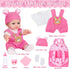 12" Backpack Box,12 Inch 3+ Baby Doll With Bear Pattern Carrier In Gift Realistic Baby Dolls With Clothes