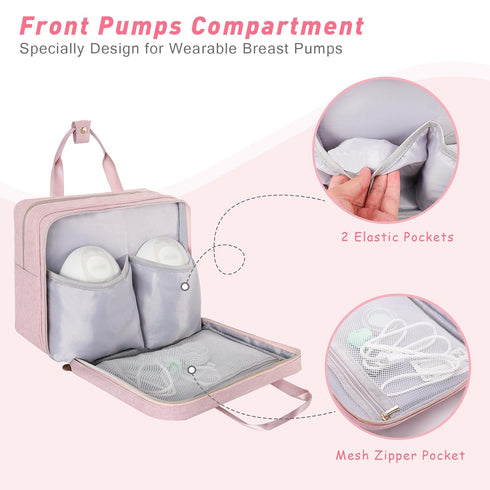 Jaffzora Momcozy M5/S12 Pack, Wearable Breast Pump Bag with Cooler Compartment Compatible with Pro, Elvie & Medela Pump