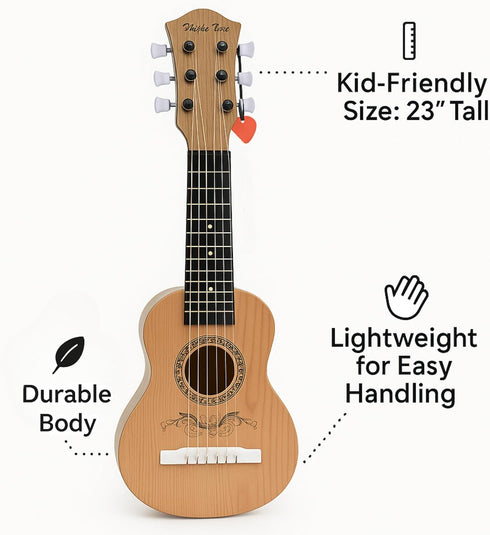 23" 6 Acoustic Guitar, Kids String Toy Guitar - Realistic Steel Strings - Beginner Practice First Musical Instrument