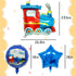 GOTPASS 5PCS Set Jumbo Blue Train Foil Balloons Train Themed Party Supplies Baby Shower Boy Birthday Party Decor