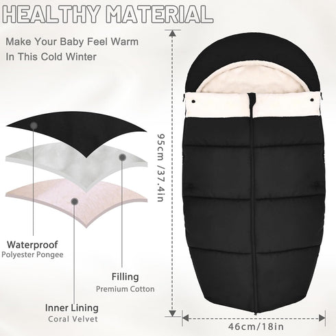 yarboofo Winter Warm Bunting Bags Universal, Baby Stoller Sleep Bag Cold Weather, Waterproof Toddler Footmuff
