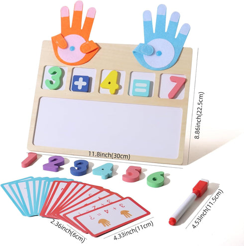 BESTAMTOY Counting 3-6, Montessori Math Board Toy - Double-Sided Finger & Number Tracing Board Number Blocks, Wooden