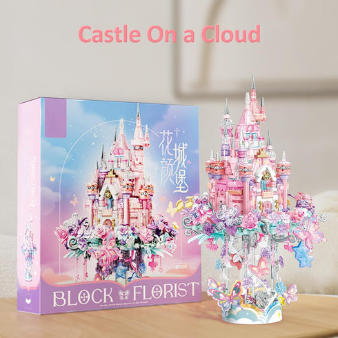 MEIEST Set,Dream Flower Castle Building Blocks Castle On a Cloud Particle Construction Building Bricks Toy,Flowers