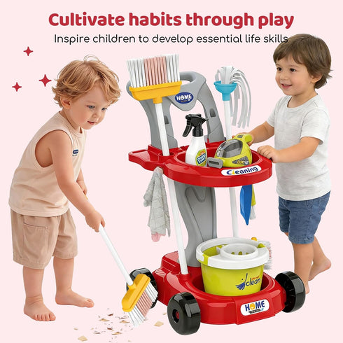 Bluocean Set, Set 2-in-1 Toddler Cleaning Toy Kids Cleaning - Pretend Play Educational Kit with Toy Vacuum, Mobile