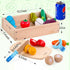 Set Playset Dailyfunn Wooden Pretend Play Foods for Kids Kitchen Montessori Cutting Toys with Storage Box