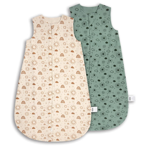 MEXXI Baby Sleep Sack 3-6 Months 1.0 TOG, 2 Pack Muslin Wearable