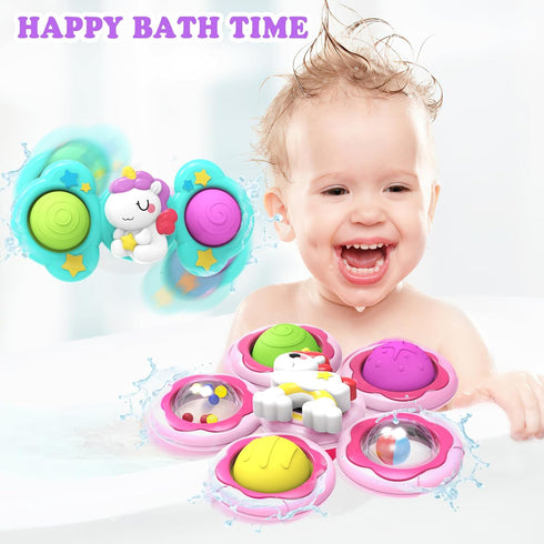 seveclotree 3PCS 1 1-3,Toddler Suction Cup Spinner Toys for Year Old Girls Boys, Baby Bath Toys,Spinners for Kids