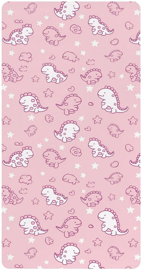miaozhen Cotton Crib Sheets for Baby Boys Girls Soft Comfy Cute Doodle Dinosaurs