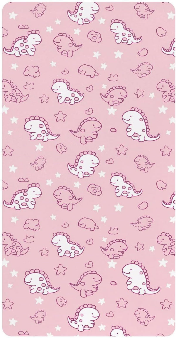 miaozhen Cotton Crib Sheets for Baby Boys Girls Soft Comfy Cute Doodle Dinosaurs