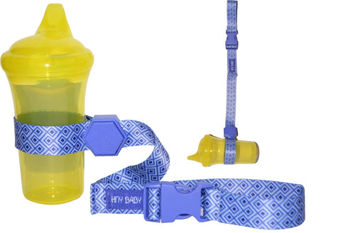 Sippy Cup Straps for Baby Bottle Toy Leash, 4 Pack for Stroller High Chair Strap (Blue/Black)