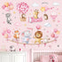decalmile Pink Animal Hot Air Ballon Wall Decals Elephant Lion Giraffe Wall Stickers Daycare Girls Bedroom Baby Nursery