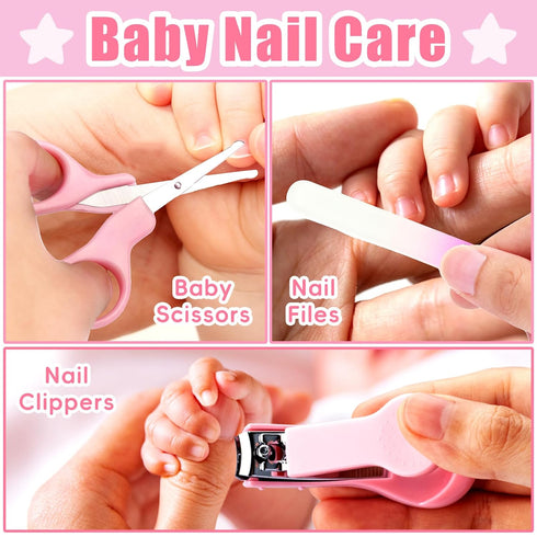 Set (17 Baby Grooming Kit, Infant Safety Care with Baby Nose AspiratorBaby Hair Brush Comb Nail Clipper Nasal