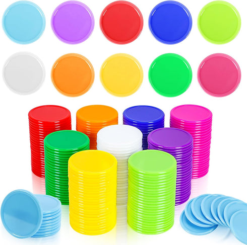 250 PCS Poker Card Game Chips, 37mm Plastic Poker Chips Bulk, Learning Counters Disks for Math Counting, 10 Colors