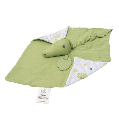 Crocodile-Themed Comforter with Rubber Teether for Infants