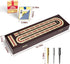 Set, 2 3 ESENHARBER Cribbage Board Game Premium Wooden Board with Magnetic Lock and Metal Pegs, Playing Cards