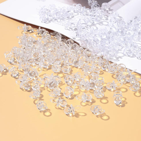 150 0.86 Inch XINHUIDALSQ Mini Acrylic Pacifiers for Baby Shower Girl Game, Bulk Chupones para Gender Reveal Party