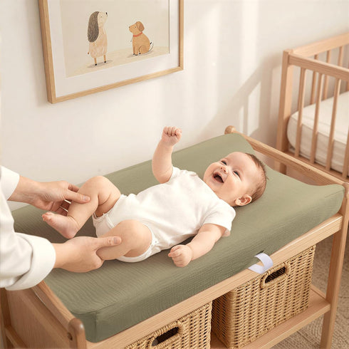 lulumoon Baby Muslin Changing Pad Cover - Soft and Stylish Diaper Changing Table Sheets for Boys and Girls