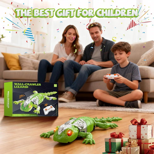 Wall Climbing Gecko Toy, Remote Control Lizard That Climbs Walls, Electric Gecko with LED Glowing Eyess,USB