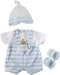 JC Toys | Berenguer Boutique | Baby Doll Outfit | Blue Stripes