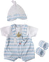 JC Toys | Berenguer Boutique | Baby Doll Outfit | Blue Stripes
