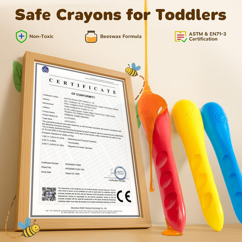 12 4-8 1-3, JUPITEARTH Colors Crayons for Kids Ages with Coloring Book & Bonus Stickers, Non-Toxic & Washable Triangle
