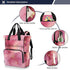 SUABO Backpack Baby Diaper Bag Pink Ink Wash Large Bag Waterproof Travel Diaper Bags for Moms and Dads