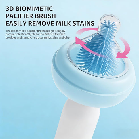 biqin 360 Rechargeable Electric Bottle Brush with Stand - Spin Silicone Cleaner for Baby Bottles, Breast Pumps & Small