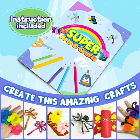 FUNZBO Arts and Crafts Supplies for Kids - Craft Kit with Art Supplies, Preschool Activities, DIY Birthday Gifts for