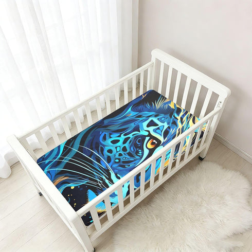 Bseiialft 52 28 Blue Cheetah Crib Sheets for Boys Girls Soft and Breathable Cotton Baby Sheets for Standard Crib