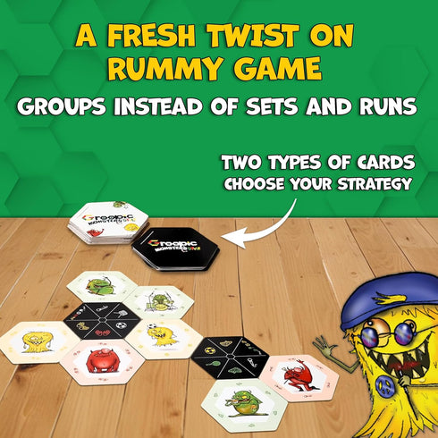 Groopic Monster's Style - A Rummy Strategy Card Game | Kids Card Games | Fun Family Game Night | Travel & Camping Games for Kids 8-12 & Adults | Family Games 2-4 Players