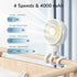 JISULIFE Stroller Fan, 4000mAh Battery Operated with 4 Speeds, Rechargeable 720° Rotatable Fan for Baby