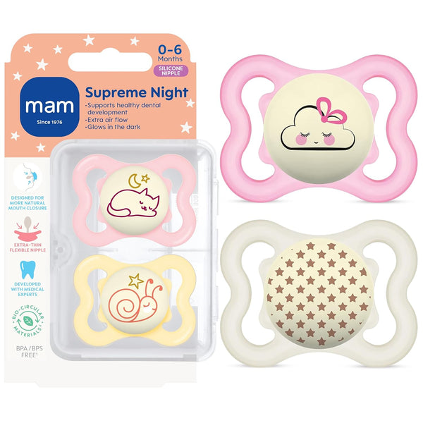 MAM Supreme Baby Pacifier, Newborns 0-6 Months, Developed with Orthodontists, Extra Air