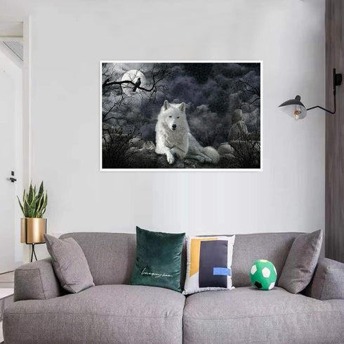 "Jigsaw Puzzle 1000 Piece Crow and White Wolf - Adult Puzzle Kids Puzzle Wooden Toy DIY Kit Home Decor"