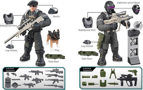 YEIBOBO Special Forces Mini Action Figure (Flying Tigers Team XJ-822) with Military Weapons and Accessories