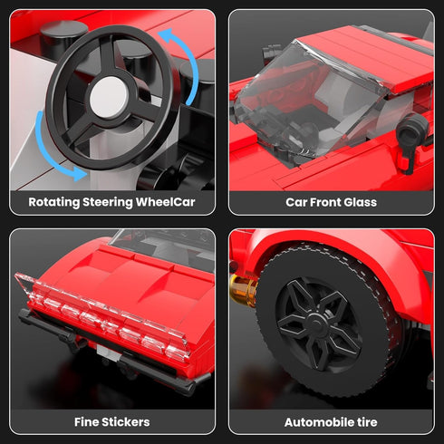Set 332 Mould King Super Sports Car Building with Display Case, Piece Race Car Model Construction Toy for Boys