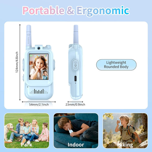 Walant 2 Pack 3-12, Walkie Talkies for Kids, Video Walkie Talkies with Screen Display, Rechargeable Toy Radios for Ages