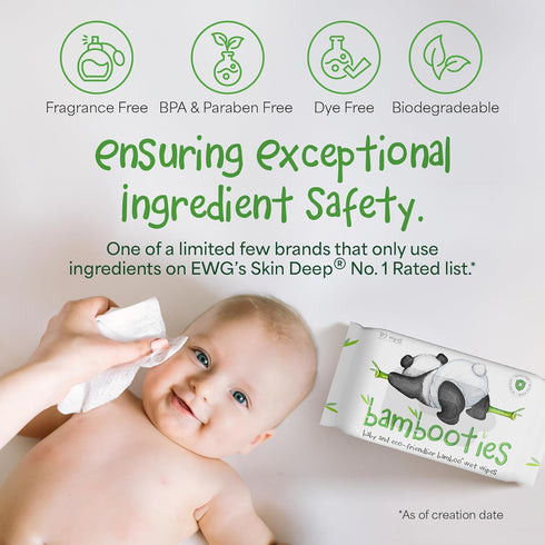 80 count pack Bamboo Baby Wipes Unscented, Plant based Diaper Wipes for Sensitive Skin, Water based Wipes Baby