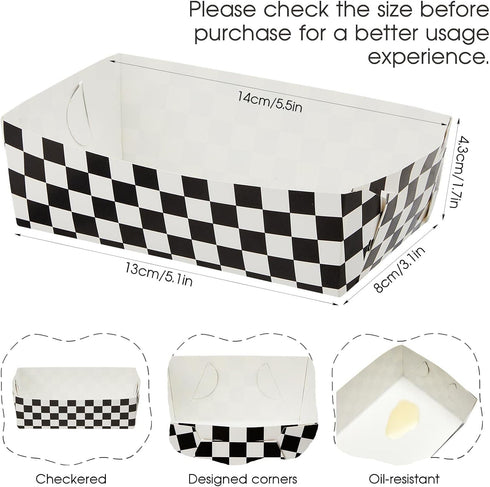 100 2 lb Pieces Race Car Checkered Trays, Racing Themed Fast One&two Birthday Decorations for Boys, Checkered Paper